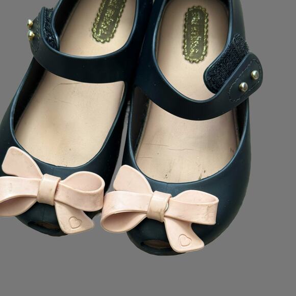 Mini Melissa Ultragirl Bow II Black/Pink Girls Shoe Size 8 GUC - Picture 8 of 8
